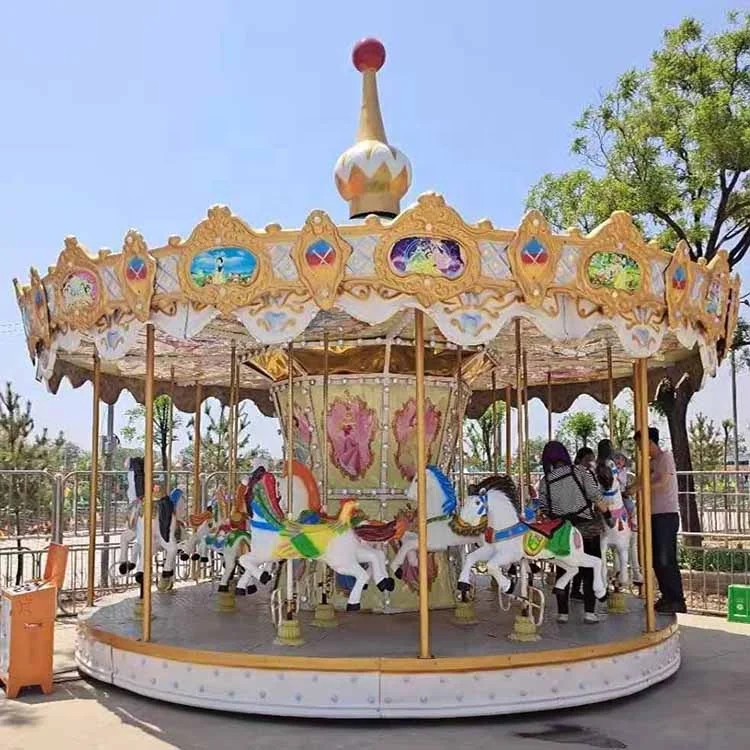 Factory Direct Sales Amusement Park Rides Entertainment Bottom Drive 16P Fiberglass Carousel Rides for Kids
