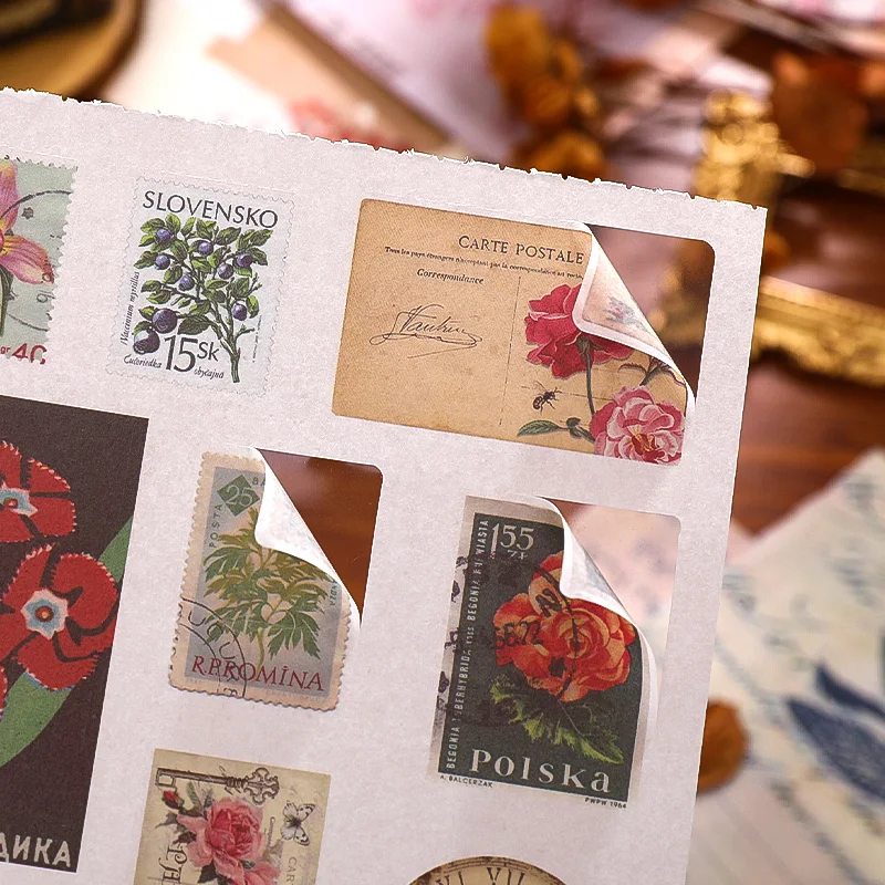 SIMNO Vintage Butterfly and Flower Ephemera Collection A5 Size Nature Washi Sticker Book for Bullet Journals