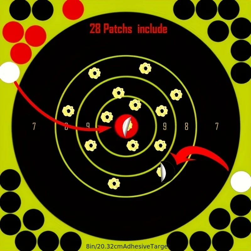 Shooting Targets 8 X 8 Inches Self Adhesive Bullseye Shooting Range Targets Fluorescent Stickers Splatter Paper