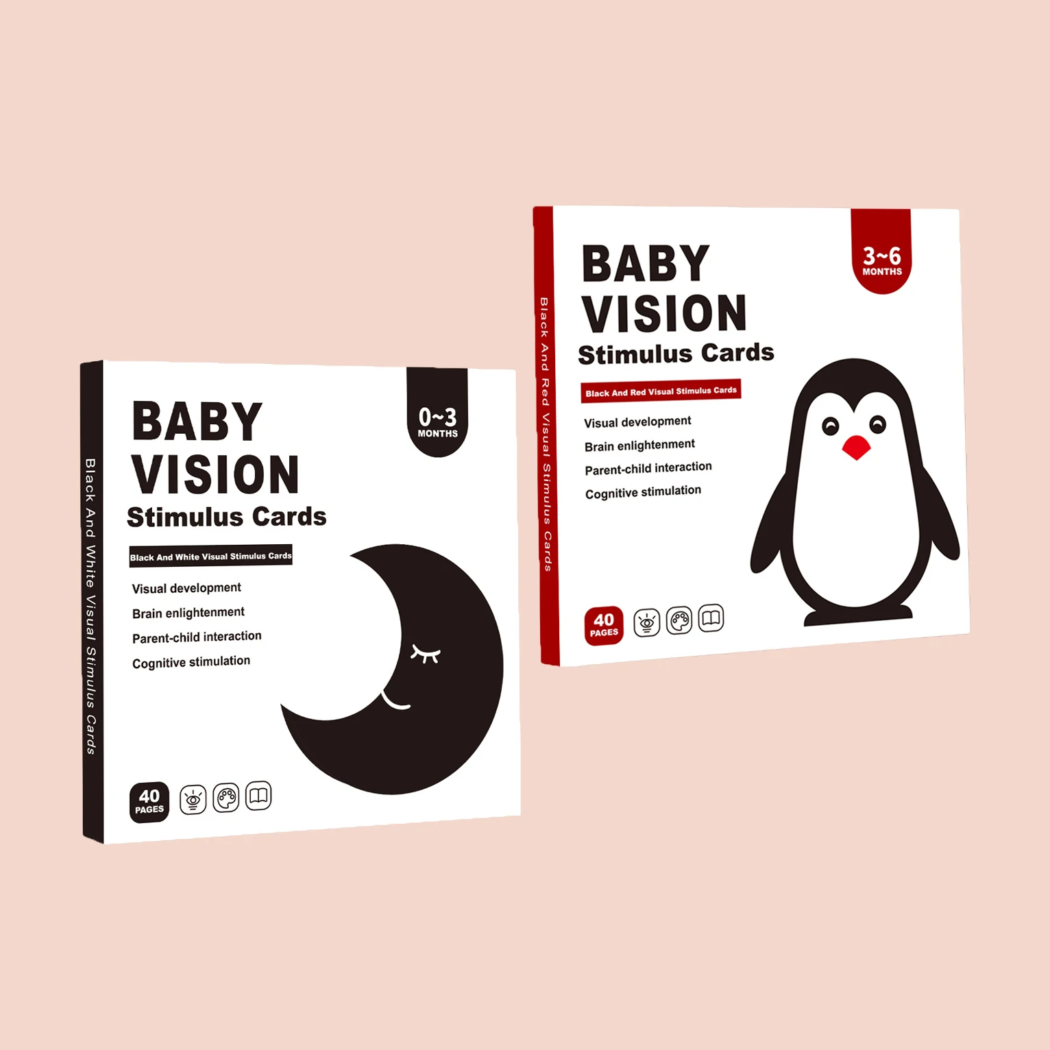 Hot Sale Black and White Cognitive Vision Playing Cards Early Educational Toy for Babies Made of Paper