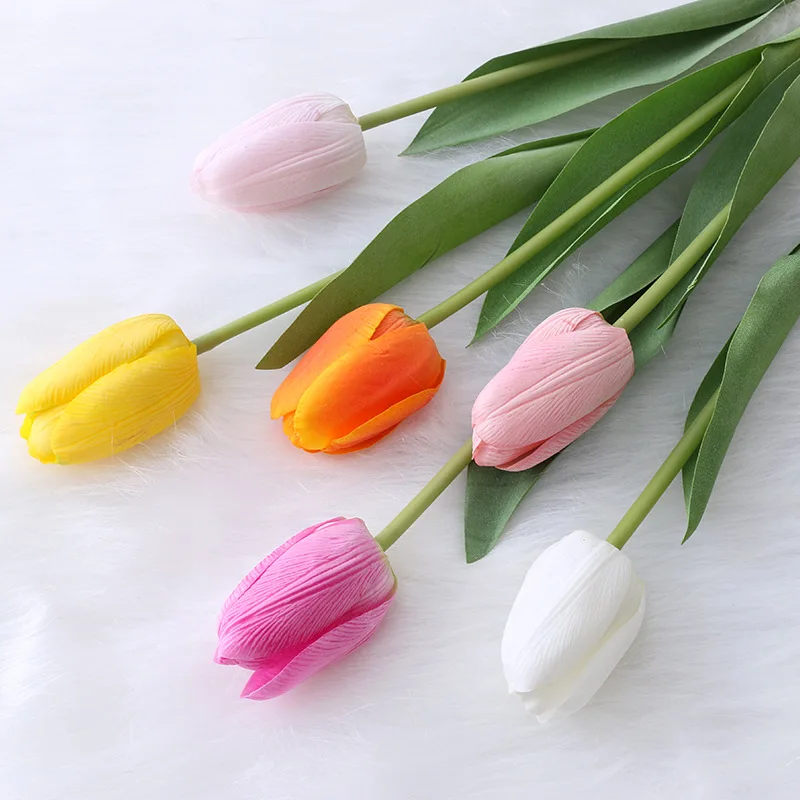 Factory wholesale real touch tulip home decorative flower table arrangement