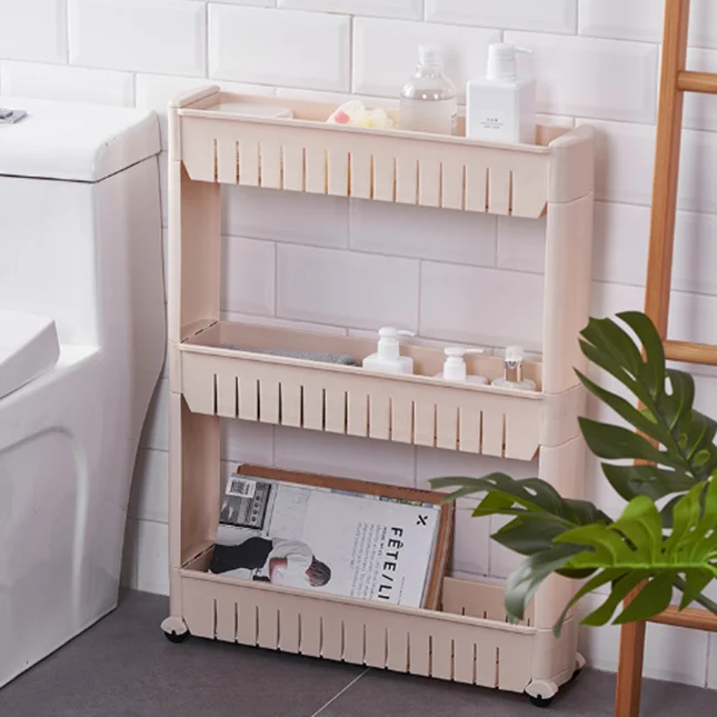 
Slide Out Storage Tower Folding 3 Tier Rolling Castor Trolley Spice Rac 