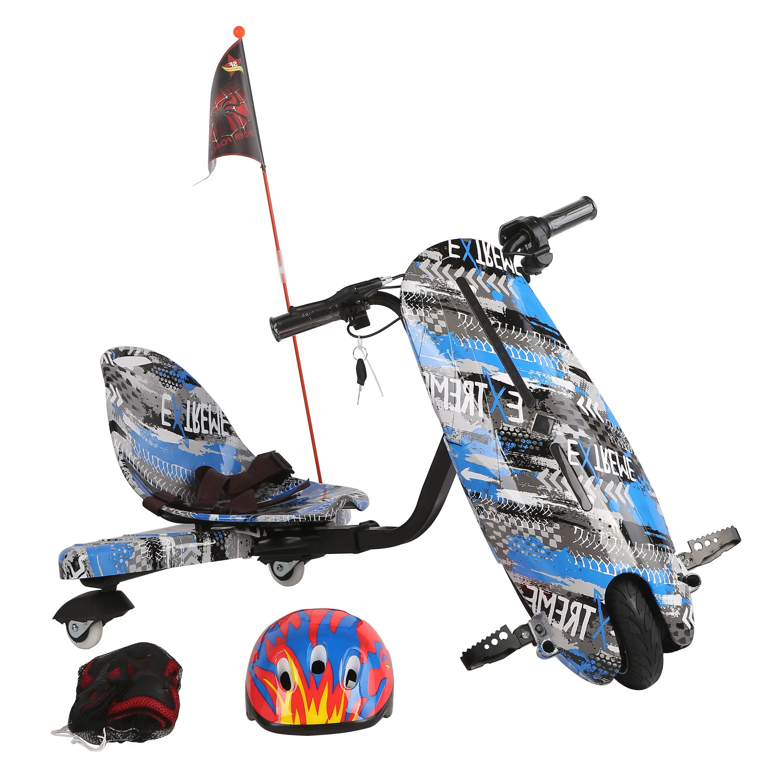 Customizable Drifting Scooter Logo Custom Electric Drift Scooter Blue Gradient Color 360 Drift Trike