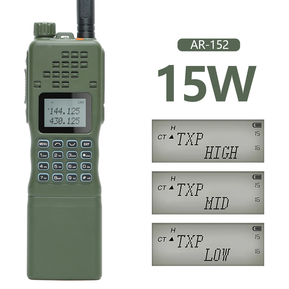 Baofeng AR-152 Walkie Talkie Dual Band 136-174/400-520MHz Ham Radio 15W Powerful 12000mAh Tactical Game AN /PRC-152 Radio
