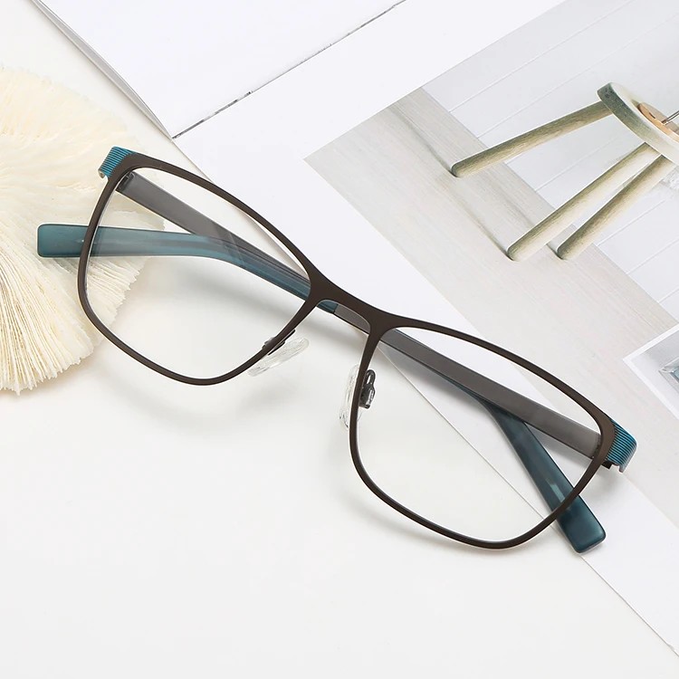 Hot sale striate square metal stainless steel man manufacturers in china spectacles optical frames