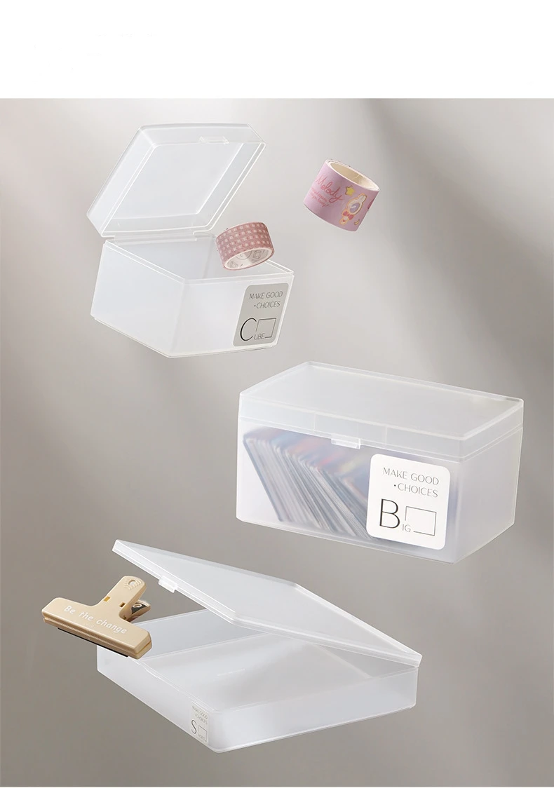 OEM PP Clear Small plastic cosmetic Organizer Box Tampon Holder Transparent Packaging Card Box Clear PP Tool Case Storage