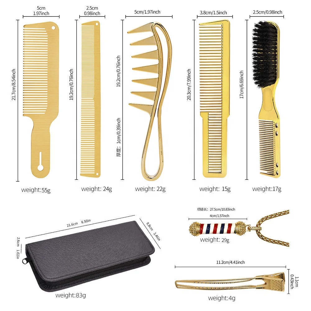 Vinnie New Arrival golden Hair Cutting Tools Kit Neck Duster Beard Brush Hair Combs sprayer Clipper Haircut Set For Barbershop