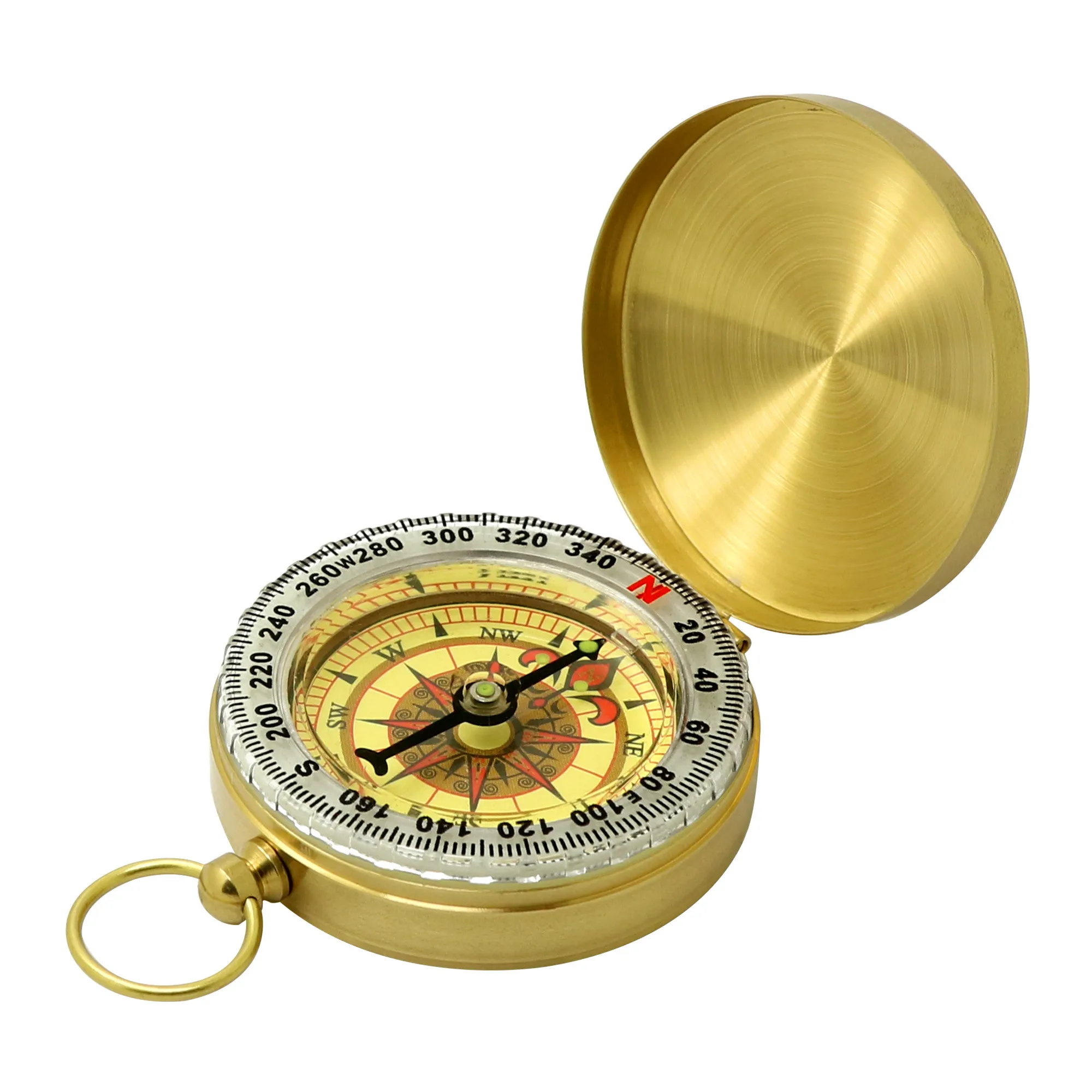 High-quality portable travel Hiking outdoor classic brass luminous Compass Camping pocket watch style compass for sale