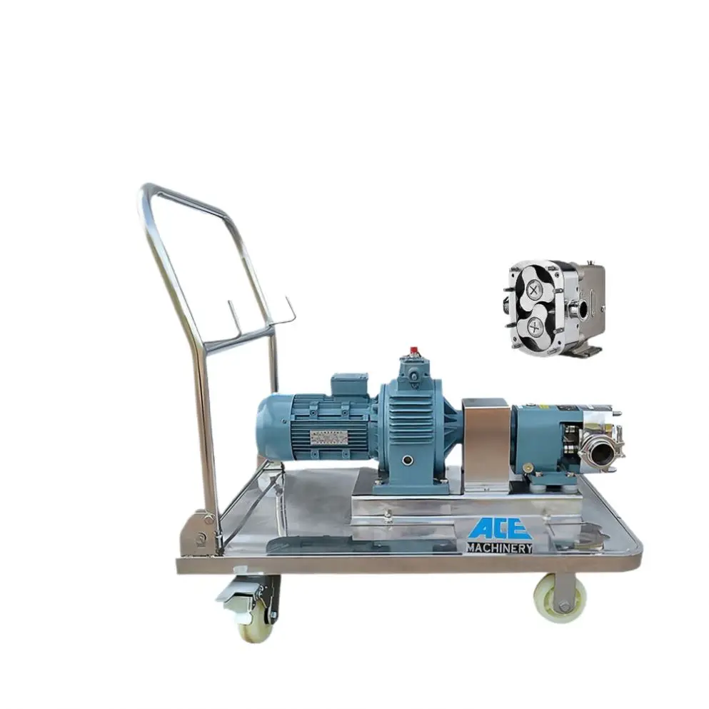 Rotary Sanitary Rotor Honey High Viscosity Food Grade Stainless Steel Lobe Pump With Hand Car