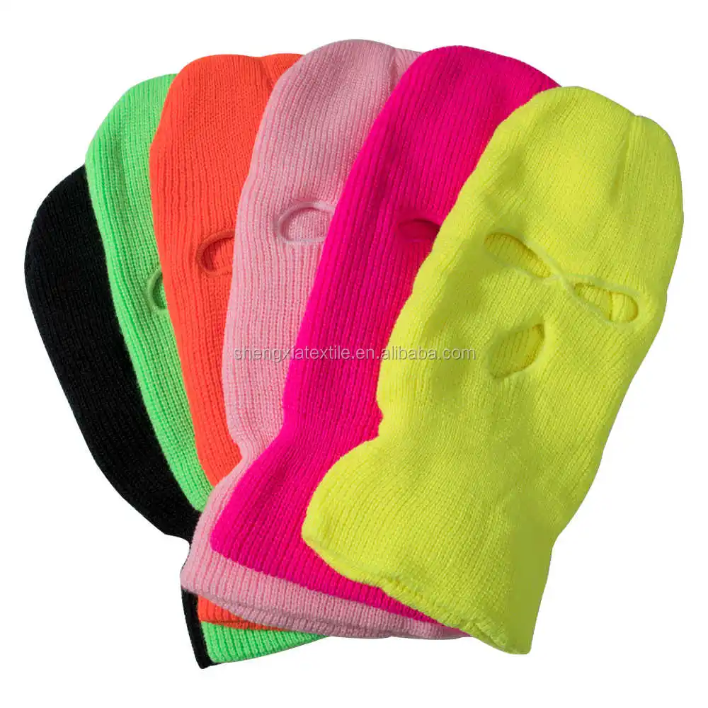 Custom logo knitted in balaclava winter three hole ski mask