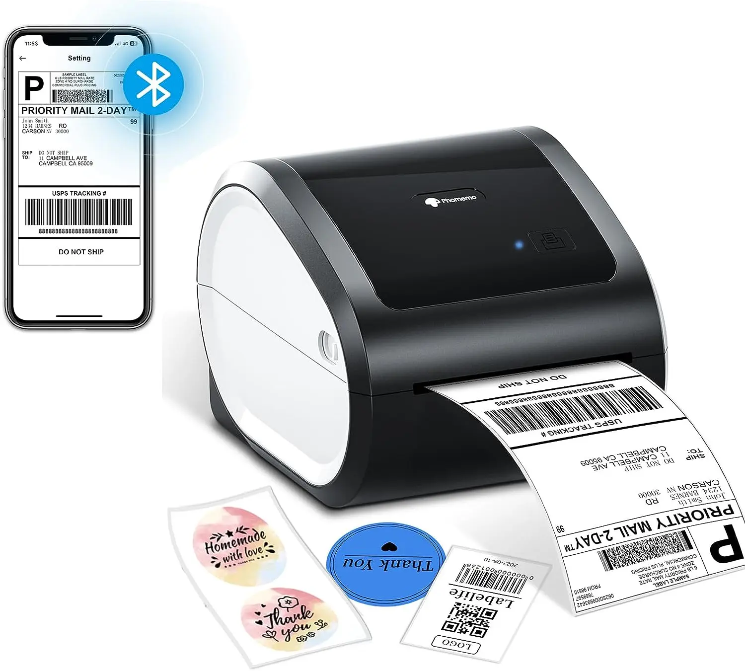 Phomemo D520-BT shipping label printer wireless desktop Ebay Shopify warehouse portable thermal printer address printer