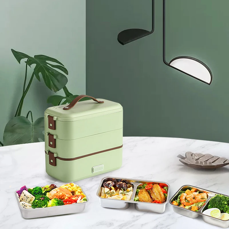 Heating Food Portable Stainless Steel Food Container Warmer Electric Lunch Boxes For Car And Home