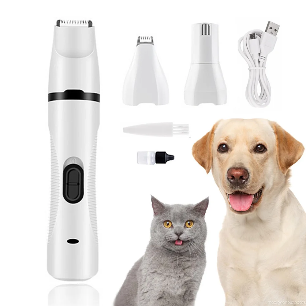 USB Charging Multifunctional Pet Shaver Set ABS Electric Push Clipper & Nail Grinder for Cats and Dogs