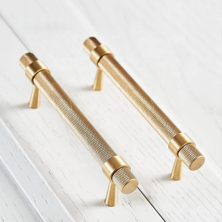 Solid Brass Knurling Copper Handles Drawer Pulls Gold Kitchen Cabinet Door Knurled Handles Knob