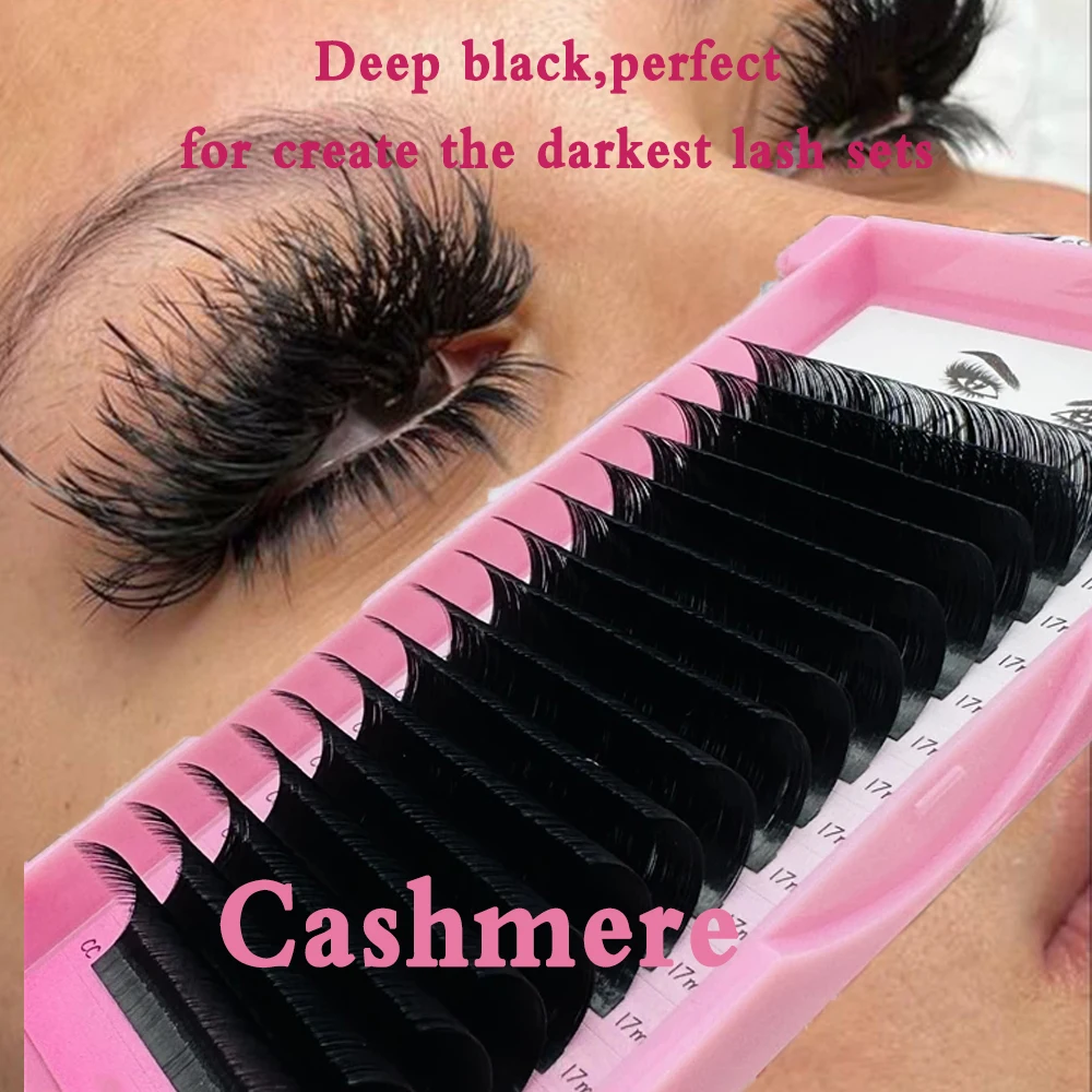 Private Label Eyelash Extension 8-25mm Lash Tray Wholesale Dark Matte Cashmere 0.03 05 07 Mega Volume Lash Extension Supplies