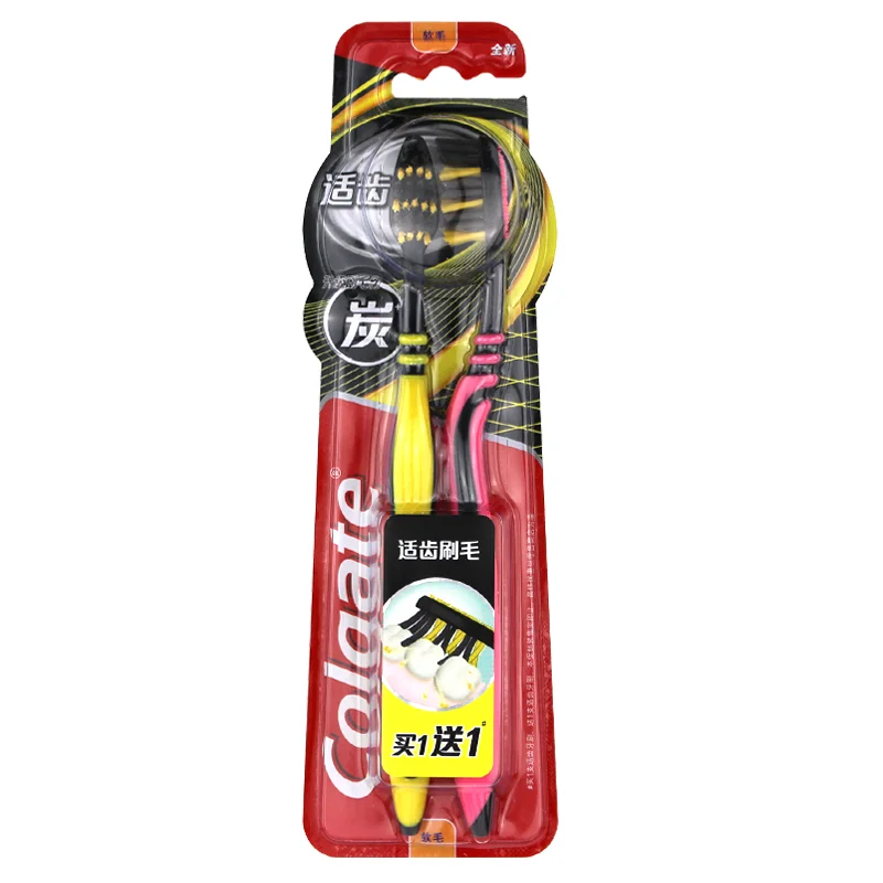 Colgate Экологически чистая черная древесная зубная щетка, индивидуальный OEM,4 шт., высокое качество, антибактериальный и отбеливающий 2021