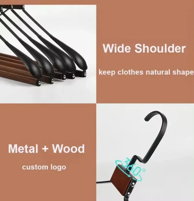High quality custom logo wide shoulder wooden clothes suit hanger wholesale