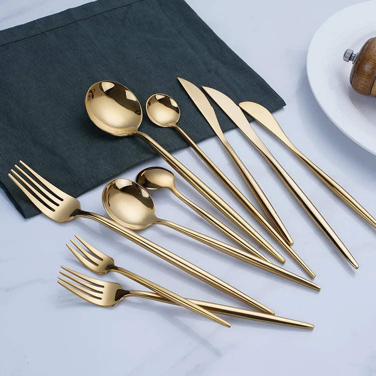 Shiny Mirror Gold Plated Flatware Wedding Event Cutipol Stainless Steel Cutlery Set