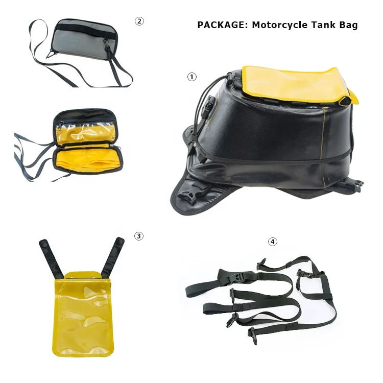 Motorbike Tank Bag Heavy Duty 1000D PVC Waterproof Multi-functional Motorcycle Accessories Bag