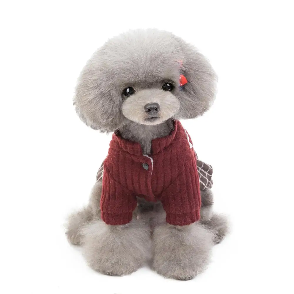 Cute Bear And Flower Pattern Dog Winter Dress Warm Clothes For Small Dogs