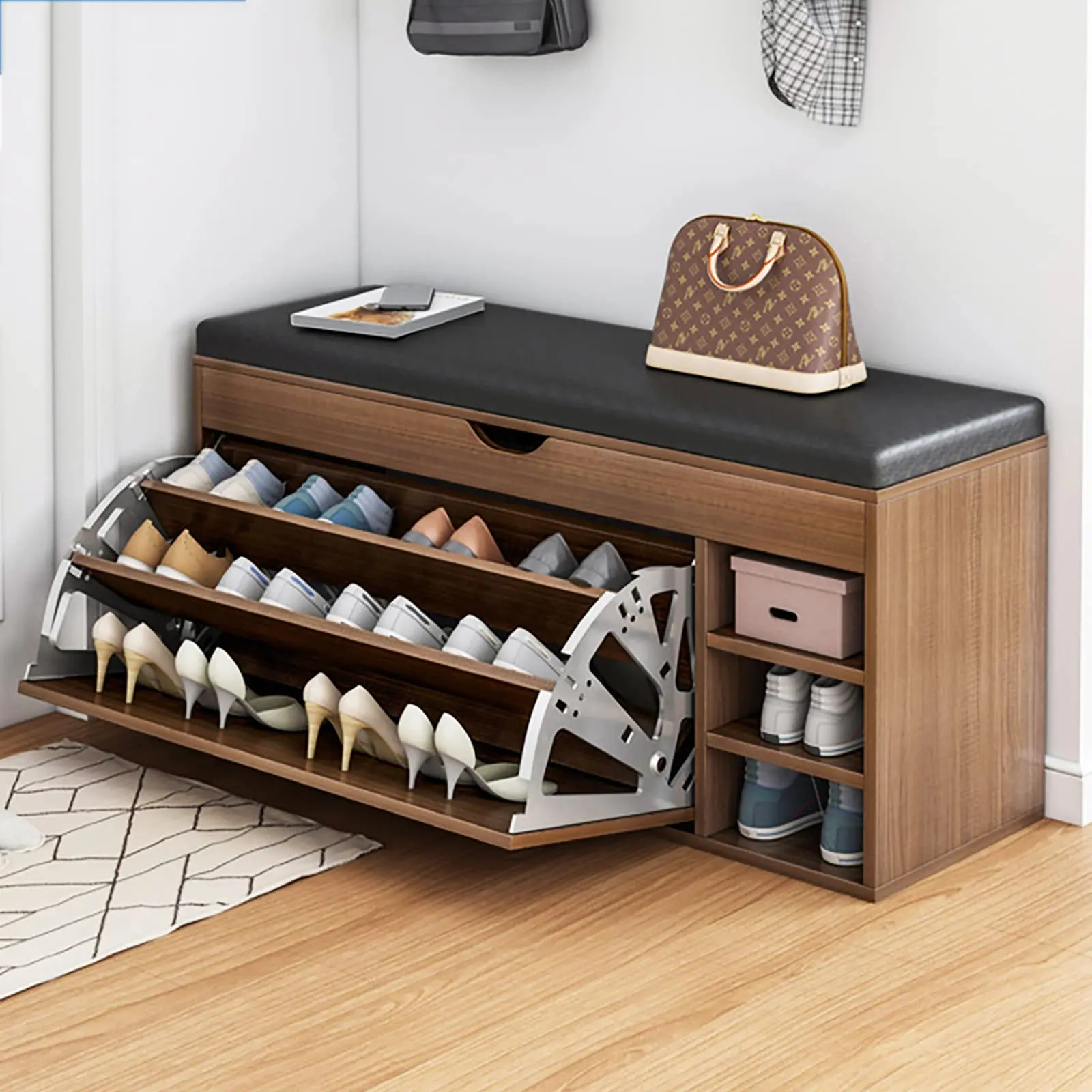 hallway wooden rotating shoe rack storage cabinet modern shoe organizer rack designs wood cabinet zapatero scarpiera