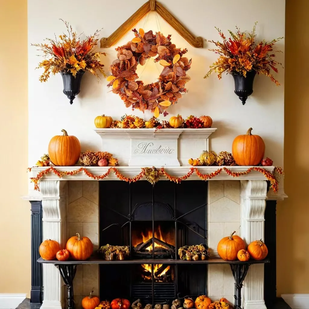 Hot Selling Autumn Artificial Rattan Vine Eucalyptus Garland Hanging Wall Door Decoration For Home Events Party