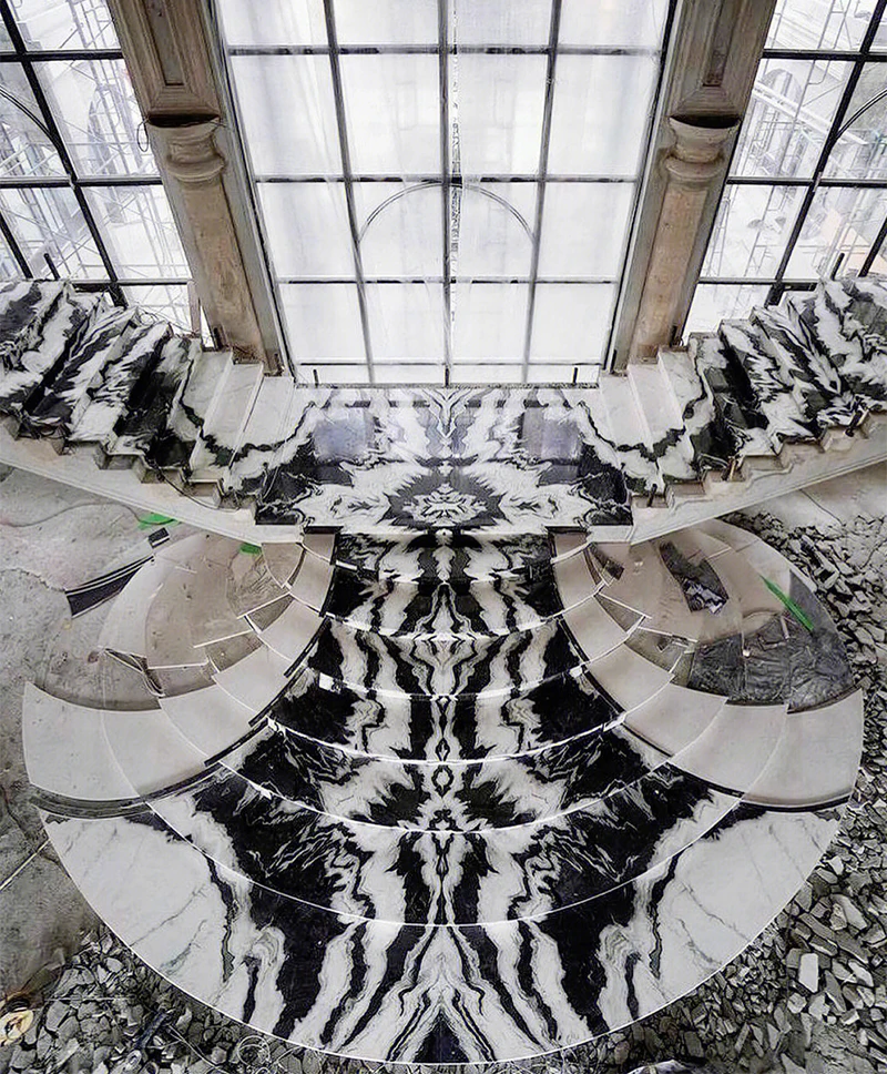 Pure natural panda white marble hotel lobby meeting room living room background wall dining table marble wall panels