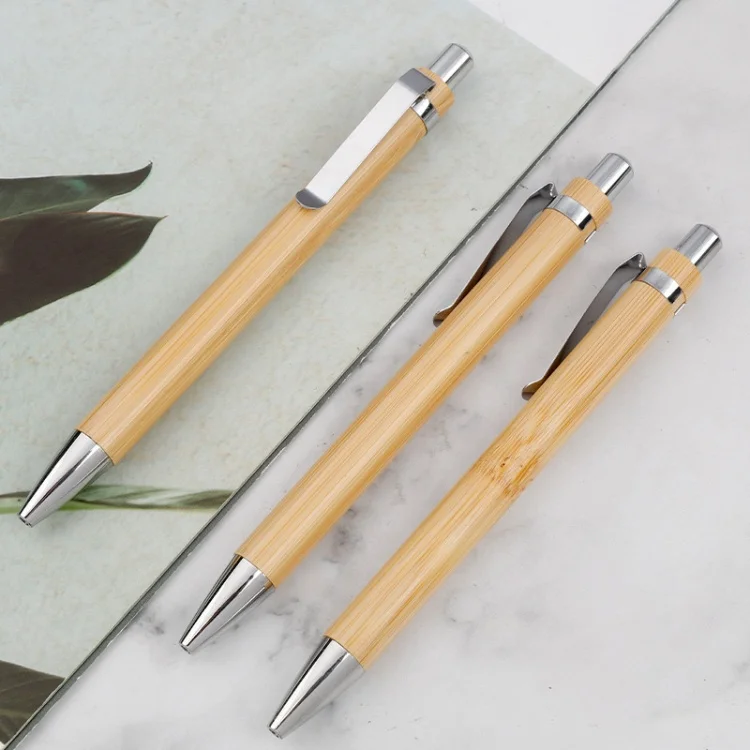 Cheap Promotional Bamboo Pens ballpoint pens Retractable Eco Friendly Natural Wood bamboo ballpoint pen with logo