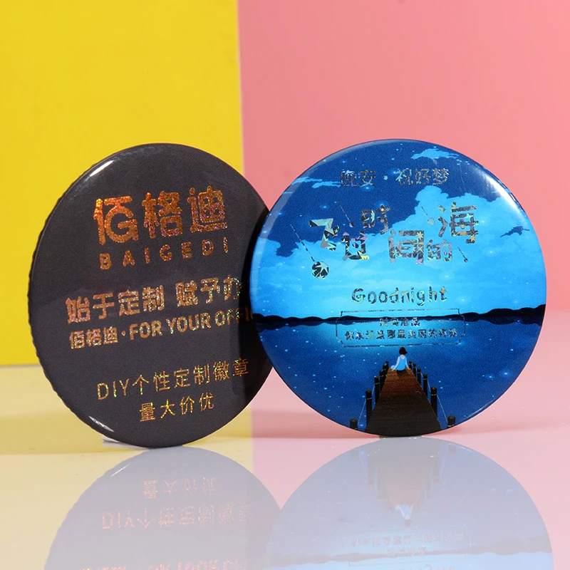 Hot sale VOGRACE cheap OEM custom plastic pin badge fashion decorative metal tinplate name buttons with safety pin for gift