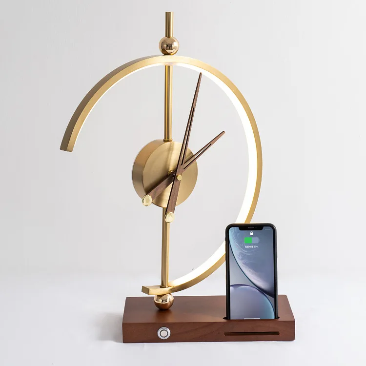 LED Table Desk Lamp With QI Wireless Charger Alarm Clock Eye Protect Light Table Lamp