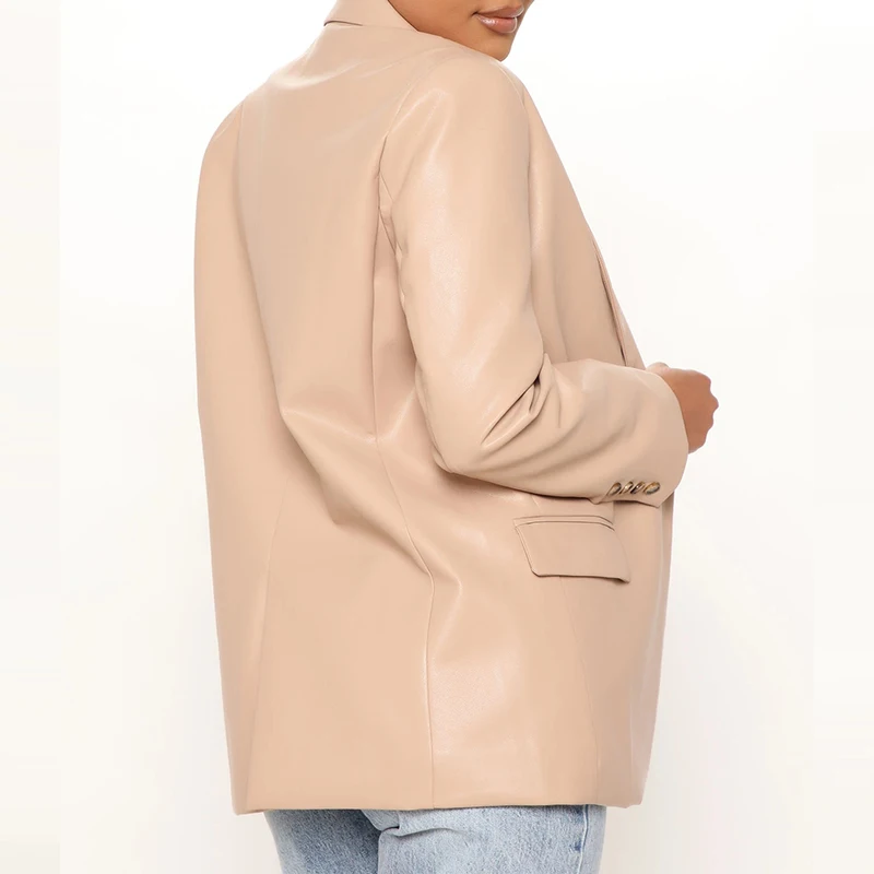 2022 Female Wholesale Casual Suit Ladies Faux Women Designer Leather Blazer