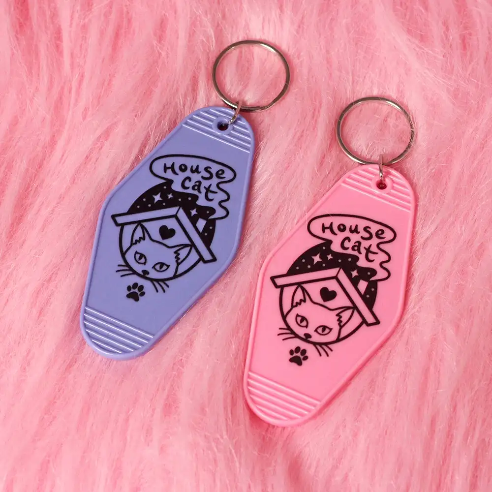 Custom Plastic Acrylic Hotel Keychain Logo with Key Ring Blank ABS Motel Keychains Key Tags Your Design Motel Keychain