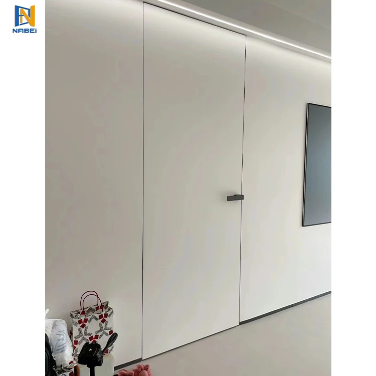 Factory Wholesale Price High Quality Entrance Hidden Aluminum Frame Wooden Door Secret Room Embedded Wall Invisible Door
