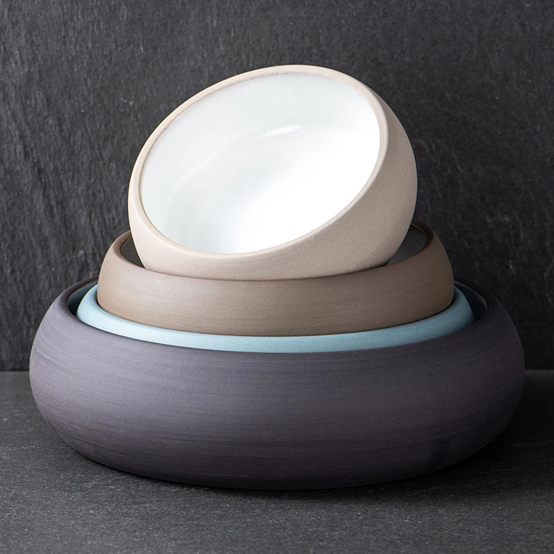 The themed restaurant casual ceramic tableware Salad Appetizer tapas bowls sets stoneware round serving bowl