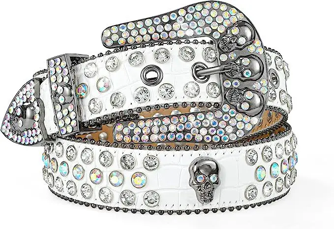 Belt Skull Head With Diamond Punk European and American Style Y2K High-end Belt