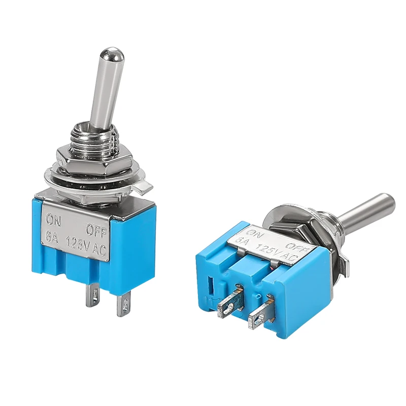 3 Pin MTS-103 6MM Blue Toggle Switch With ON-OFF-ON Toggle Arm Switch
