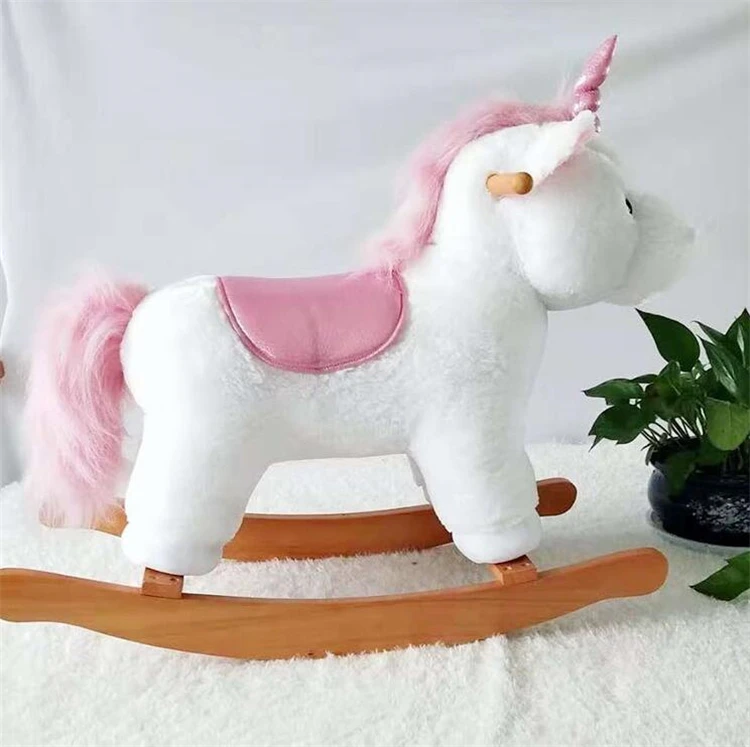 Outdoor Spring Plush Toy Baby Rocking Horse With Wheels