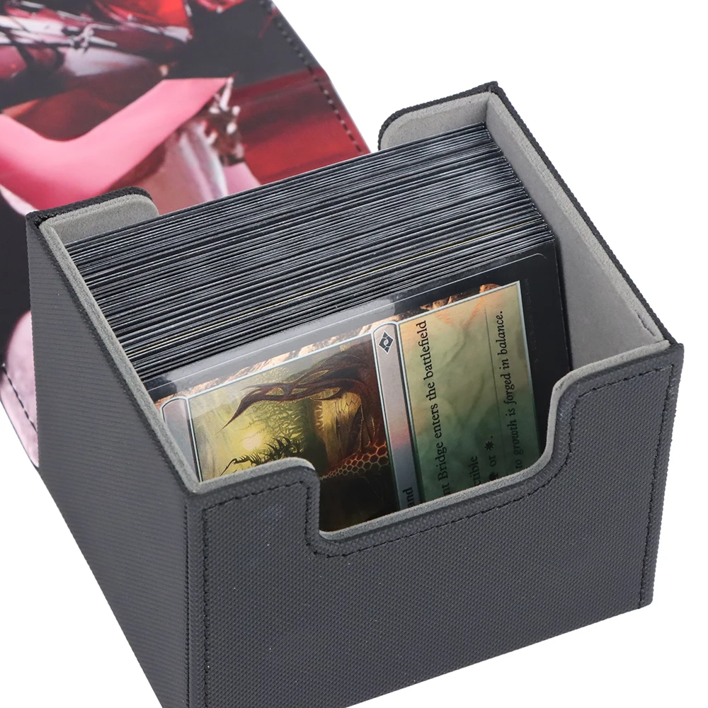 Magnetic Leather Magic Playing Card Deck Box Case Leather  Custom Deck Storage Box For Trading Cards Tcg Card Box