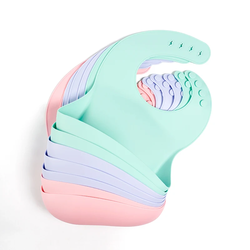 
2021 New Arrival Silicone Baby Drool Bibs with Pocket Customised Silicone Bib 