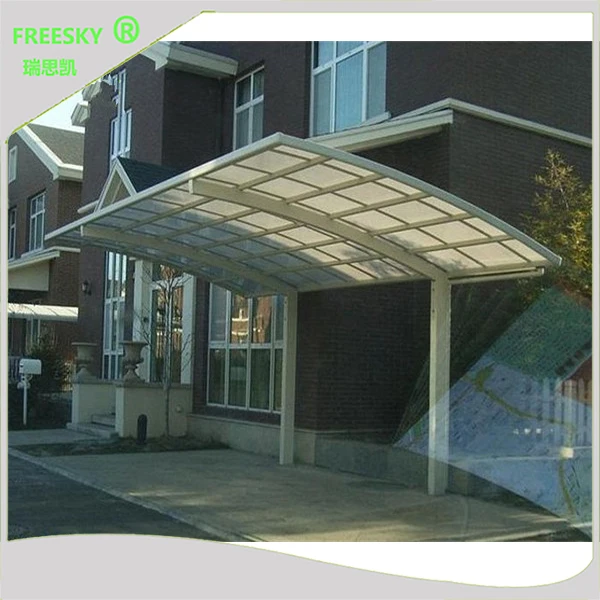 
polycarbonate roof sheet metal structure cantilever car shed shelter shade garage parking aluminum single slope carport canopy 