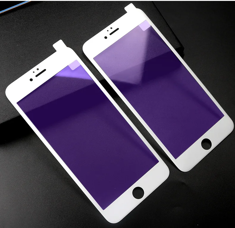 Full cover Anti blue purple light tempered glass screen protector for iphone X 6 7 7plus 8 plus 11 pro max