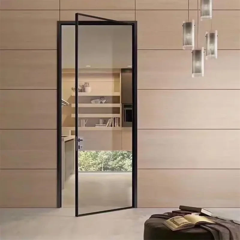 Single Double Glass Aluminum Frame Swing Door Modern Casement Aluminum Doors And Windows Design