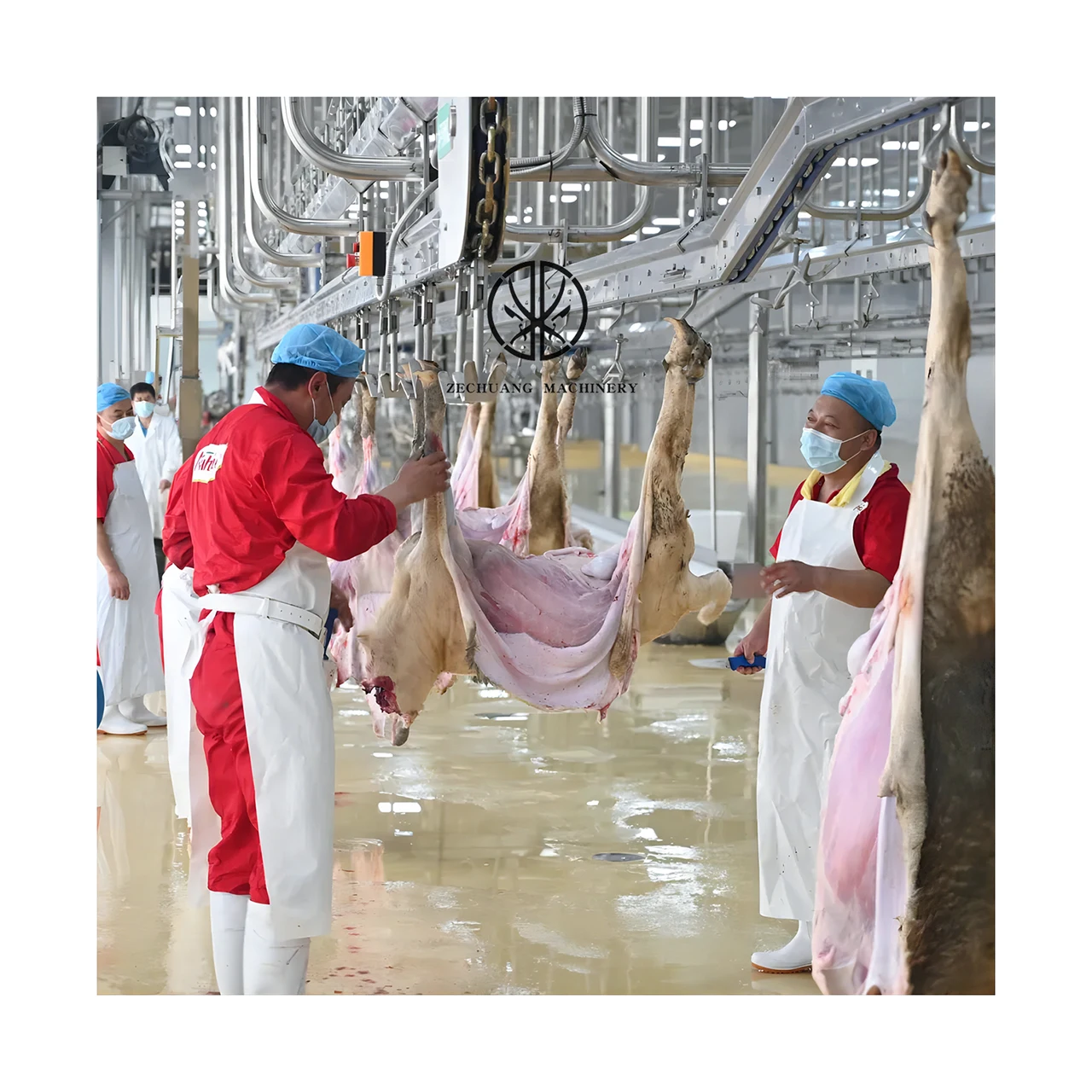 Оборудование для убоя коз, для овечьей линии, подвесные рельсы для козьего мяса с крючками на бойне, сбалансированная предварительная зачистка