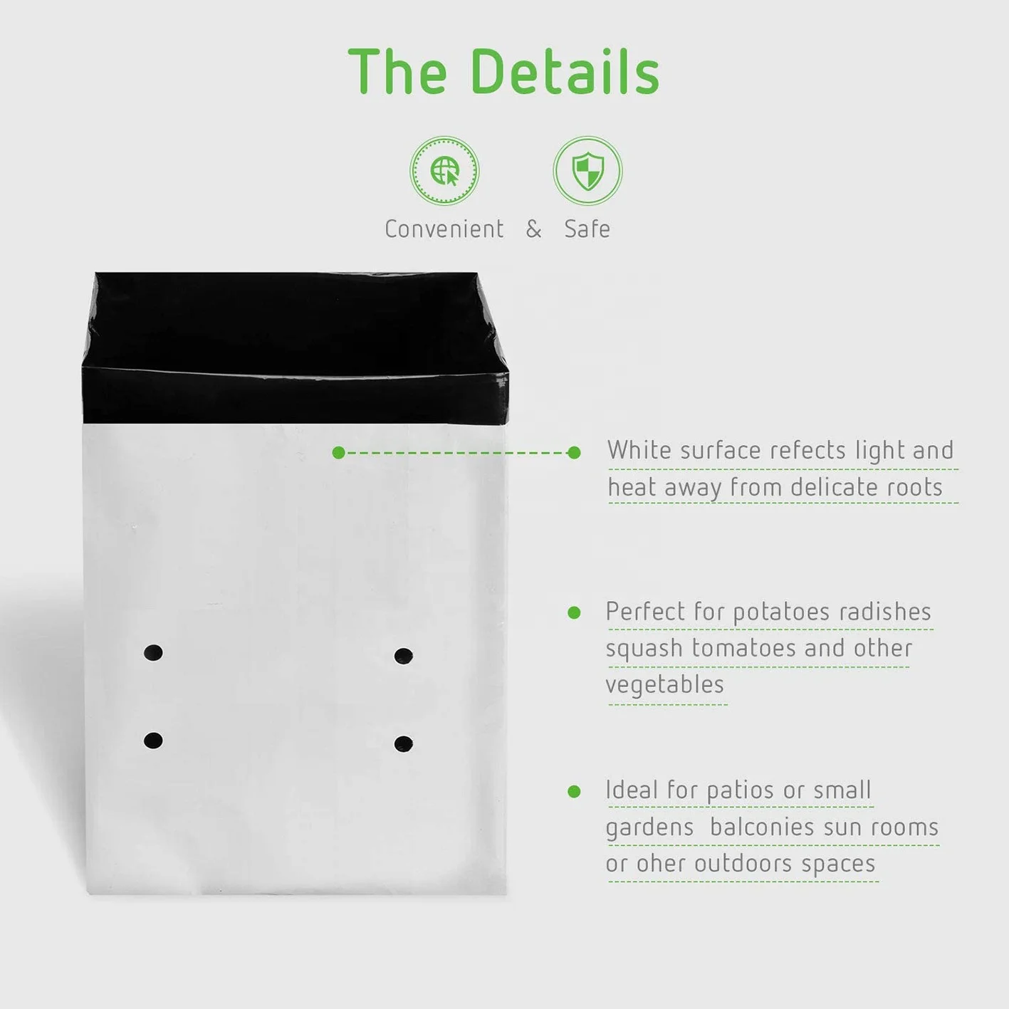 Black and White plastic plant grow bag for Potting Up Seedlings and Rooting