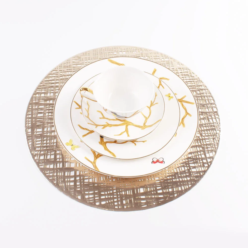 wholesale continental restaurant table decoration PVC explosion silk placemat