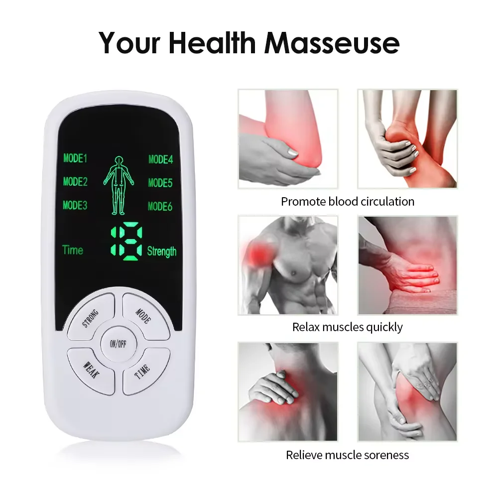 Hot Selling Tens Machine Digital 6 Modes Therapy Device Electronic Pulse Massager EMS Muscle Stimulator for Pain Relief