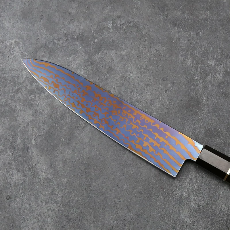 Octagonal Wooden Handle 8 inch Blue Razor Sharp High Carbon Damascus Steel Knife Chef Knife AUS10 Japanese Gyuto Knife