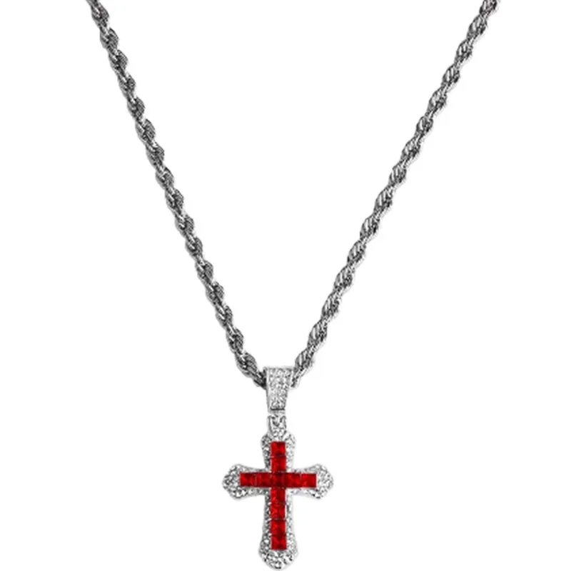Heavy Red Cross necklace trend fashion personality autumn and winter retro unique high-grade sense of everything