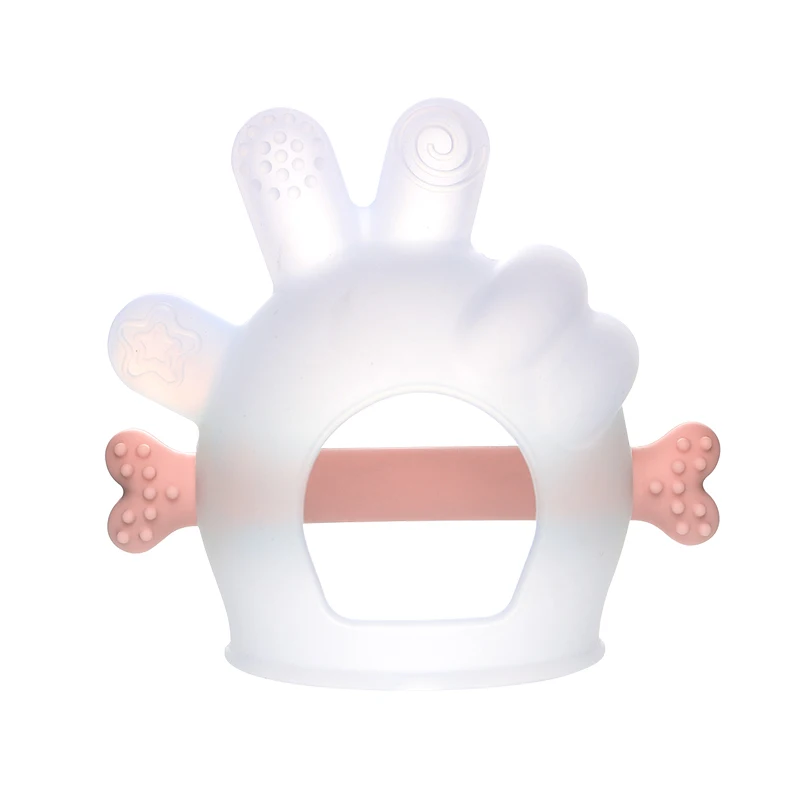 BPA Free Palm Shaped Soft Teether Soothing Pacifier Chew Toys Teething Toy Silicone Baby Teethers