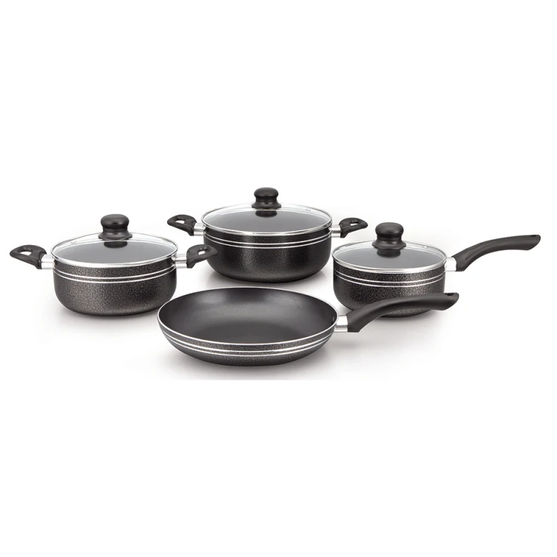 TELAMON 7 pcs Black Non Stick Light Royal Kitchen Cookware Set Molding Powder Coating